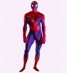 a man in a spiderman suit is standing