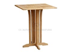 a wooden table with two legs and a square top on an isolated white background,