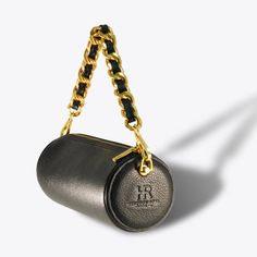 I love that the HR logo on the side is easily seen even though the strap is attached to the top of side. Chic Round Case Shoulder Bag For Evening, Luxury Bucket Bag With Chain Strap For Daily Use, Modern Travel Bag With Chain Detail, Luxury Everyday Bags With Chain Detail, Luxury Everyday Bags With Chain, Luxury Crossbody Bucket Bag With Chain Strap, Leather Crossbody Bag With Chain, Leather Crossbody Bag With Chain Detail, Chic Round Case Leather Shoulder Bag