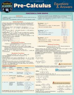 a poster with the words pre - calculatus and functions for answers on it