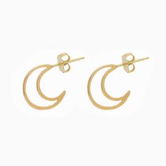 Description This chic and celestial crescent moon hoop style stud earring set is trendy punch to everyday wear. Our Crescent Moon Hoop Stud Earrings feature an open crescent moon charm on a sturdy post earring. You get a linear and modern look that's fashionable & fun, and the comfort it out of this world. Item Details Constructed of sturdy 14k gold, these earrings are available in yellow, white, or rose gold. Specs The open crescent moon charm measures approximately 14.25mm from top to bottom, Minimalist Crescent Hoop Earrings, Minimalist Moon-shaped Pierced Hoop Earrings, Minimalist Crescent Hoop Earrings With Moon Charm, Minimalist Crescent Cartilage Earrings, Minimalist Crescent Hoop Earrings For Everyday, Dainty Crescent Earrings For Everyday, Moon Charm Huggie Earrings, Everyday Crescent Moon Charm Earrings, Rose Gold Crescent Earrings