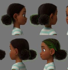 various views of a woman's head with different hairstyles