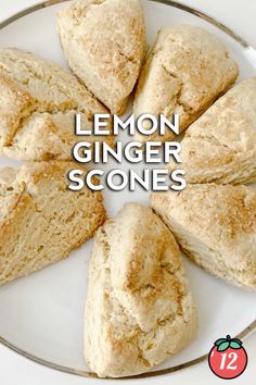 lemon ginger scones on a plate with text overlay