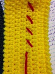 the crochet is yellow and red