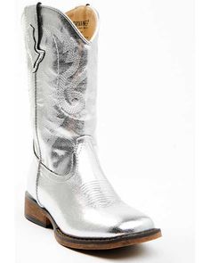 Silver Cowgirl Boots, Silver Cowgirl, Western Embroidery, Heel Caps, Kids Boots, Rubber Heels, Boots For Sale, Cowgirl Boots, Boot Shop