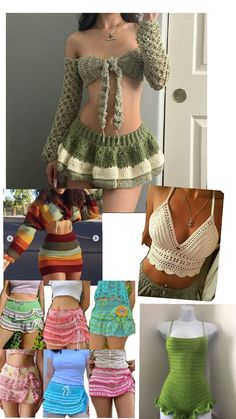 several pictures of different types of crochet clothing