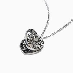 Jeulia "Romantic Heart" Locket Sterling Silver Necklace - Jeulia Jewelry Elegant Heart Jewelry With Oxidized Finish, Elegant Heart-shaped Oxidized Jewelry, Elegant Heart-shaped Jewelry With Oxidized Finish, Heart-shaped Oxidized Jewelry Gift, Heart-shaped Oxidized Jewelry For Gifts, Heart Shaped Oxidized Necklace Perfect As A Gift, Jeulia Jewelry, Romantic Heart, Necklace Online