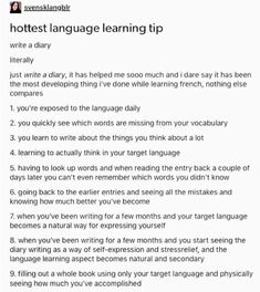 a text message that reads,'how to write a language learning tip '