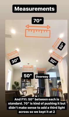 the measurements are displayed in an image with orange and black numbers on it, along with arrows pointing to different heights