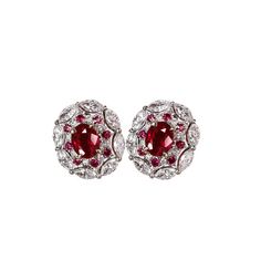 *Condition: Brand new *Center Stone: Natural Red Ruby, Oval Cut, approx 0.92ct total *Side stones: Natural White Diamond, Marquise cut & round cut (VS1 clarity and F color) *Metal Purity: Optional *Sell as pair Each piece is made-to-order with care and special attention to detail. all items are made with conflict-free diamonds and gems. The item will be gift wrapped and shipped. ------------------------------------------------------------------- Available in : 14k Rose or Yellow Gold, White Luxury Red Ruby Earrings, Luxury Red Diamond Earrings, Luxury Red Brilliant Cut Earrings, Formal Red Diamond Earrings With Brilliant Cut, Red Diamond Earrings For Formal Occasions, Fine Jewelry Red Diamond Earrings For Formal Occasions, Luxury Oval Cluster Earrings For Formal Occasions, Luxury Gemstone Cluster Earrings For Formal Occasions, Luxury Red Earrings For Formal Occasions