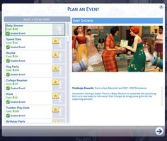 an image of a screen shot of a web page for a baby shower party event