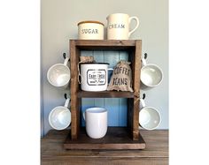 Farmhouse Coffee Bar Shelf No. 502 Small Coffee Bar & Mug Etsy