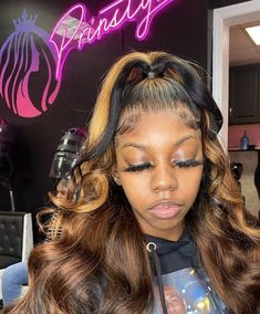 Highlight Half Up Half Down Weave, Half Up Half Down Frontal Wig, Half Up Half Down Lace Front Wig, Hairstyles For Hot Days, Extension Hairstyles, Wigs Ideas, Light Ash Blonde Hair, Baddie Hair, Hot Hairstyles