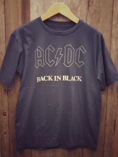 AC/DC BACK IN BLACK  New Vintage T Shirt (Front View) - Vintage Band Shirts Distressed Tshirt Diy, Vintage Band Shirts, Distressed Tshirt, Vintage Band T Shirts, Back In Black, Vintage Band, Band Shirts, T Shirt Diy, Ac Dc