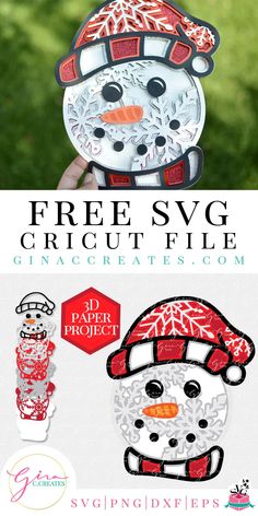 the free svg cricut file has been designed to look like a snowman