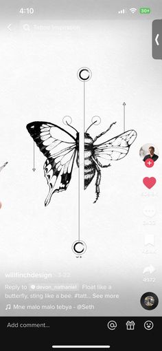 an image of a butterfly flying in the air with other images on it's screen