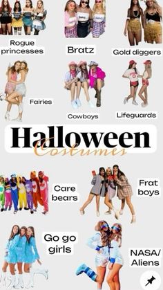 an advertisement for halloween costume shows girls in costumes