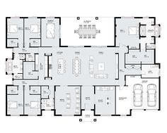 the floor plan for an apartment with two car garages and three living areas in it