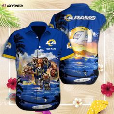 Los Angeles Rams NFL-Custom Hawaii Shirt M-34350 Summer Sports Events Short Sleeve Shirt, Short Sleeve Tops For Fan Apparel, Short Sleeve Tops For Fan Gatherings, Band Merch Short Sleeve Tops For Fan Events, Short Sleeve Tops With Sublimation Print For Fan Events, Short Sleeve Graphic Print Shirt For Fans, Graphic Print Short Sleeve Shirt For Fan Gear, Band Merch Short Sleeve Shirt For Fans, Band Merch Short Sleeve Shirt