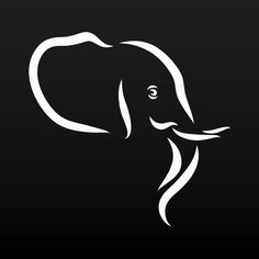 an elephant's head is shown on a black background