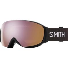 the smith ski goggles are available in black and pink, with an orange lens