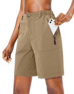 PRICES MAY VARY. Quick Dry Fabric: Stretch nylon material women's hiking shorts, lightweight, moisture wicks and durable, offers cool free movement for summer outdoor activities. Zipper Pocket: Two side zipper pockets and one back zipper pocket with the stylish line, secure storage some travel items for summer trip. Elastic Waist: Classic women's shorts cut, elastic waist, bottom closure type with zipper fly and 1.7'' belt loop constructed for a personalized fit. Waterproof & Sun Protection: Wat Outdoor Cargo Pocket Bermuda Shorts, Outdoor Cargo Bermuda Shorts, Bermuda Shorts With Side Pockets For Outdoor Activities, Bermuda Shorts With Side Pockets For Outdoor, Outdoor Bermuda Shorts With Pockets, Outdoor Bermuda Cargo Shorts With Built-in Shorts, Bermuda Cargo Shorts With Built-in Shorts For Outdoor, Bermuda Cargo Shorts For Outdoor, Outdoor Bermuda Shorts With Built-in Liner