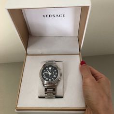 Brand New Versace Men Watch. Elegant And Classy. Versus Versace Watch, Versus Versace, Versace Watch, Mens Watches Black, Versace Accessories, Versace Men, Mens Green, Gifts For My Boyfriend, Black Watch