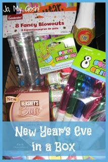 the new year's eve in a box with toys, candy and other items