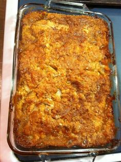 a casserole dish is shown with instructions for cooking it in the oven and then baked