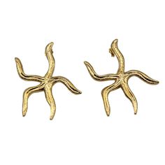 Yellow gold plated Asteroidea Starfish earrings, meticulously handcrafted in the heart of Rome through the ancient art of wax carving. Perfect jewel for who wants to feel a connection to the sea and its vast mysteries. Wear them and let them transport you to sun-drenched shores and crystal-clear waters, where starfish dance among the waves. All the products are worked through by sculpting a carving wax. Earrings are bronze plated with yellow gold with the posts and butterfly backs are silver plated with yellow gold.  To ensure the longevity and beauty of your jewelry, please follow these care instructions:  1. *Avoid Excessive Sun Exposure*: Prolonged exposure to sunlight can cause oxidation of the jewelry.  2. *Limit Contact with Salt Water*: Salt water can accelerate the oxidation proces Gold Elegant Earrings With Starfish Charm, Elegant Handmade Starfish Earrings, Elegant Gold Earrings With Starfish Charm, Elegant Yellow Gold Starfish Charm Earrings, Elegant Yellow Gold Earrings With Starfish Charm, Yellow Gold Starfish Earrings With Starfish Charm, Unique Gold Star-shaped Jewelry, Unique Gold Star Shaped Jewelry, Gold Starfish Charm Drop Earrings