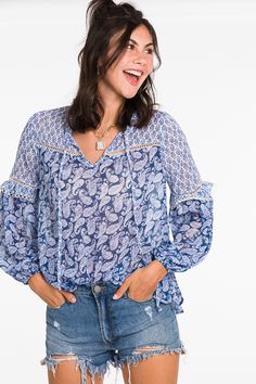 Paisley Poet Top, Blue :: NEW ARRIVALS :: The Blue Door Boutique Stylish Shorts, Boutique Shoes, Gorgeous Blouses, Blue Door, Women Clothing Boutique, Stay Up, Dresses Shoes, Clothing Boutique, Online Womens Clothing