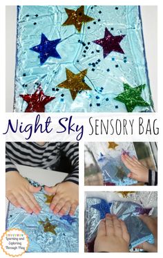 the night sky sensory bag is made from plastic