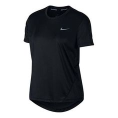 (WMNS) Nike Dri-FIT Sports Training Quick Dry Breathable Round Neck Short Sleeve Black T-Shirt AJ8122-010 (Women's) Sport Top, Nike Sweatshirts, Sport T-shirts, Running Shirts, Running Tops, Teenage Fashion Outfits, Nike Shirts, Nike Outfits, Sports Shirts