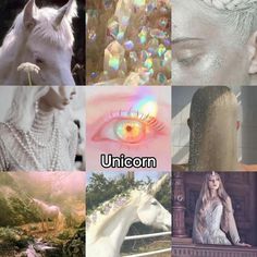 a collage of images with unicorns, horses, and other things in them