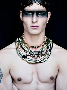 Glam Rock Makeup Men, Fluidity Fashion, Punk Makeup Men, John Todd, Celestial Fairy, Futuristic Makeup, Make Up Gold, High Fashion Makeup