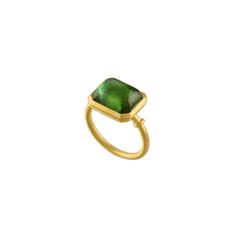 A substantial and vivid green tourmaline rises in a neat, emerald-cut arch from an octagonal setting. On either side, golden rings-on-ring create a subtle balance of scales. Green Tourmaline, 22K gold3mm wideHandmade in New York, New YorkThis piece is made to order; please allow two to three weeks for its creation. Should you need it sooner, please contact us at studio@prounisjewelry.com with your request. Five Year Anniversary, Golden Rings, Golden Ring, Bezel Ring, Ring Pendant Necklace, Green Tourmaline, 22k Gold, Emerald Cut, Scales