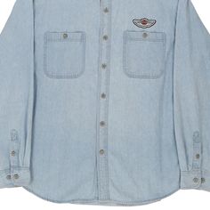 Description:Vintage Milwaukee, Wisconsin blue Harley Davidson denim shirt, fits x-large.GENDER: mens CONDITION: very good.STYLE: denim shirtERA: 1990sCOLOUR: blueFABRIC: cotton Blue Denim Streetwear Shirt, Blue Denim Shirt For Streetwear, Blue Button-up Denim Top For Streetwear, Blue Washed Denim Top For Streetwear, Cotton Button-up Denim Top For Streetwear, Washed Blue Button-up Top For Streetwear, Collared Washed Blue Top For Streetwear, Light Wash Cotton Denim Top For Streetwear, Classic Denim Shirt For Streetwear