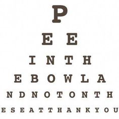 an eye chart with the letters p and e in it, as well as other words