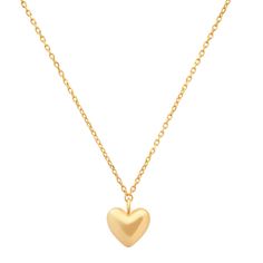 TAI JEWELRY Necklace Gold Vermeil Puffed Heart Pendant Necklace Yellow Gold Heart Necklaces For Valentine's Day, Yellow Gold Necklaces With Heart Detail For Valentine's Day, Yellow Gold Necklaces With Heart Detail As Gift, Yellow Gold Necklace With Heart Detail For Valentine's Day, Yellow Gold Necklace With Heart Detail As Gift, Valentine's Day Yellow Gold Necklace With Heart Charm, Classic Double Heart Necklace For Valentine's Day, Classic Valentine's Day Pendant Charm Necklace, Valentine's Day Yellow Gold Heart Charm Necklaces