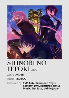 the poster for shinopi no ittoki 2012, featuring two anime characters