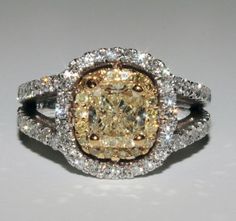 a fancy yellow and white diamond ring