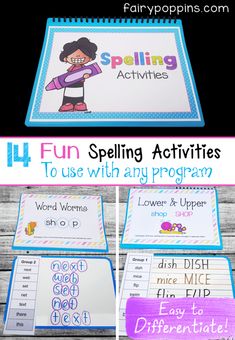 four different activities to teach spelling and writing