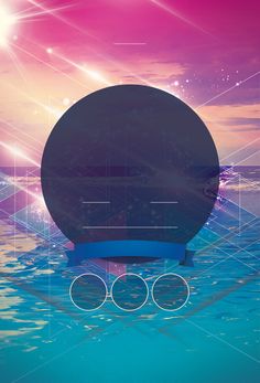 an image of a round object floating in the water with lines and shapes around it