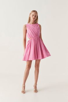 Summer Cocktail Dress With Cut-out Waist, Chic Ruched Dress With Cut-out Waist, Spring Cocktail Mini Dress With Cut-out Waist, Ruched Summer Dress With Cut-out Waist, Spring Mini Dress With Cut-out Waist For Date Night, Spring Dresses With Ruched Detail And Cut-out Waist, Spring Dress With Ruched Cut-out Waist, Spring Ruched Dress With Cut-out Waist, Summer Evening Mini Dress With Cut-out Waist