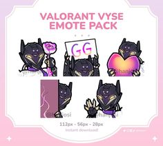 an emote pack for valentine's day with the text, valorant yse emote pack