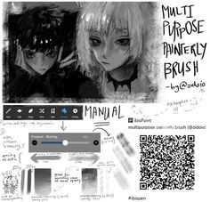 an image of two anime characters in black and white, with the caption'mult - purpose paintery brush '