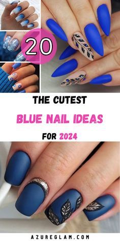 Bold plum nails enhanced with rhinestone embellishments for a dramatic, elegant vibe! 🌟 Save this chic idea. 💖 2024 Blue Nails, Blue Nail Ideas 2024, Blue Spring Nail Ideas, Coral Ombre Nails, Cut Dog Nails, Blue Nail Art Designs, Blue Gel Nails