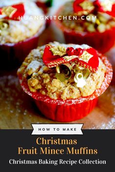 christmas fruit mince muffins with text overlay