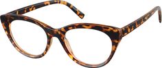 Glamour is the name of the game in these chic cat-eye glasses. Made from lightweight glossy TR90 plastic this look will add flare to any outfit and can be worn all day. This look is an eye-catching choice as both glasses and sunglasses. | Zenni Women's Cat-Eye Prescription Eyeglasses Tortoiseshell Plastic Glasses Bangs, Diamond Face Shape, Eye Prescription, Oval Glasses, Square Face Shape, Tortoise Shell Cat, Diamond Face, Zenni Optical, Cat Eye Frames