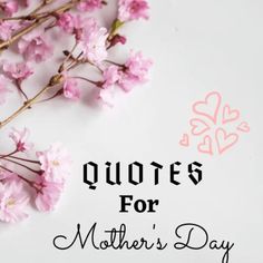 pink flowers with the words quotes for mother's day written below it on a white background